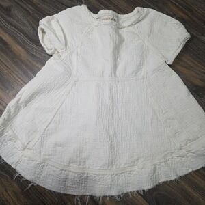 We The Free  Sunset City Scoop Neck Short Sleeve Raw Hem Gauze Tunic Size XS